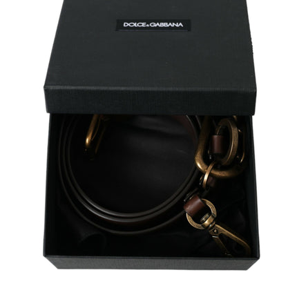 Dolce & Gabbana Brown Calf Leather Gold Metal Buckle Belt