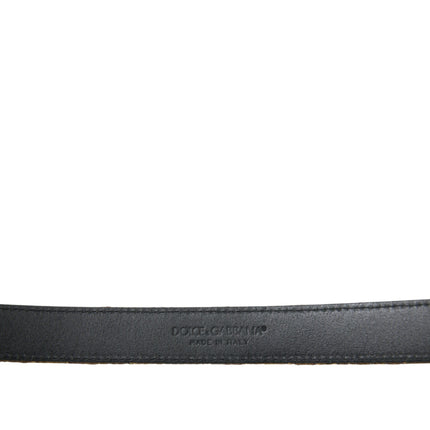 Dolce & Gabbana Gold Leather Jacquard Silver Metal Buckle Belt