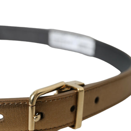 Dolce & Gabbana Metallic Gold Calf Leather Metal Buckle Belt