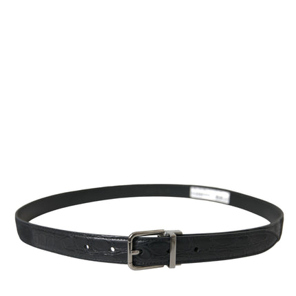 Dolce & Gabbana Black Leather Silver Metal Buckle Belt