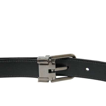 Dolce & Gabbana Black Leather Silver Metal Buckle Belt