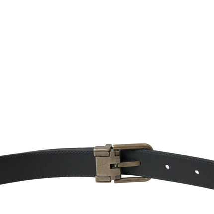 Dolce & Gabbana Black Suede Leather Gold Metal Buckle Belt