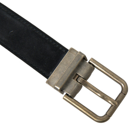 Dolce & Gabbana Black Suede Leather Gold Metal Buckle Belt