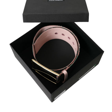 Dolce & Gabbana Multicolor Floral Jacquard Lurex Gold Buckle Belt