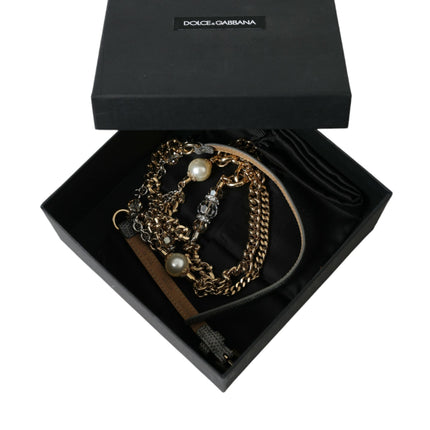 Dolce & Gabbana Blue Braided Gold Brass Chain Waist Belt