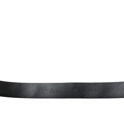 Dolce & Gabbana Black Embellished Leather Engraved Buckle Belt