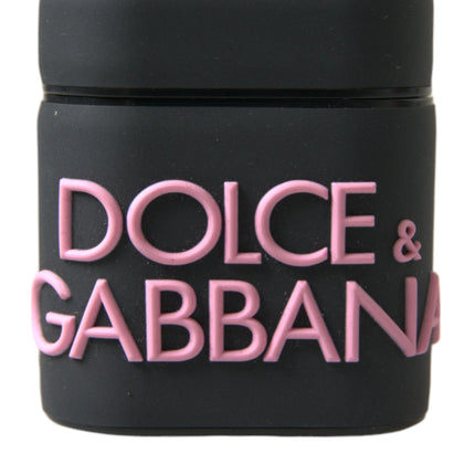 Dolce & Gabbana Black Pink Silicone Embossed Logo Airpods Case