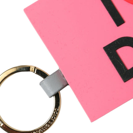 Dolce & Gabbana Pink Silicone DG Logo Gold Brass Keychain