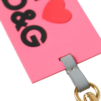 Dolce & Gabbana Pink Silicone DG Logo Gold Brass Keychain