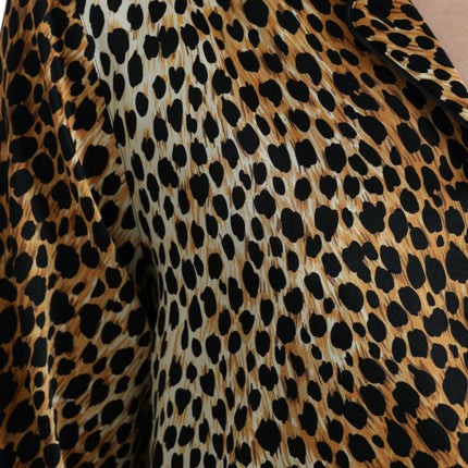 Dolce & Gabbana Brown Leopard Print Long Sleeves Blouse Top
