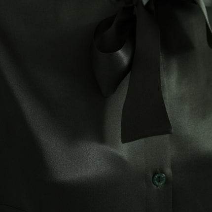 Dolce & Gabbana Gray Long Sleeves Ascot Collar Blouse Top