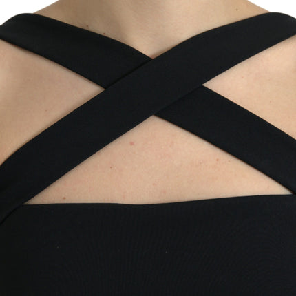 Dolce & Gabbana Black Sheath Halter Sleeveless Midi Dress