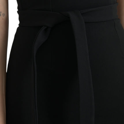 Dolce & Gabbana Black Sheath Halter Sleeveless Midi Dress