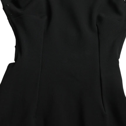 Dolce & Gabbana Black Sheath Halter Sleeveless Midi Dress