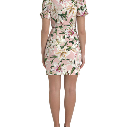 Dolce & Gabbana Pink Lily Viscose Sheath Stretch Mini Dress