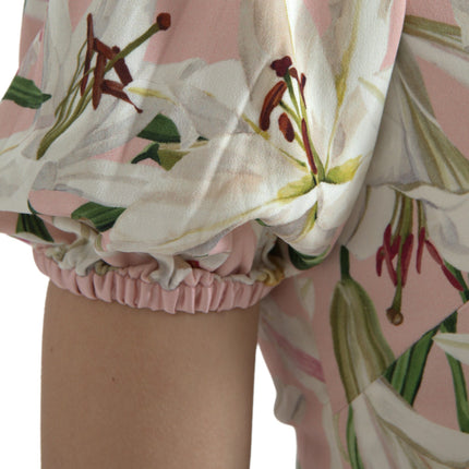 Dolce & Gabbana Pink Lily Viscose Sheath Stretch Mini Dress