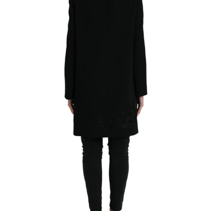 Dolce & Gabbana Black Floral Wool Button Embellished Jacket