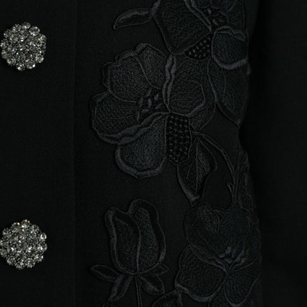 Dolce & Gabbana Black Floral Wool Button Embellished Jacket