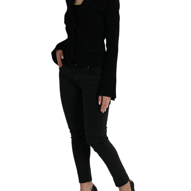 Dolce & Gabbana Black Viscose Single Breasted Blazer Jacket
