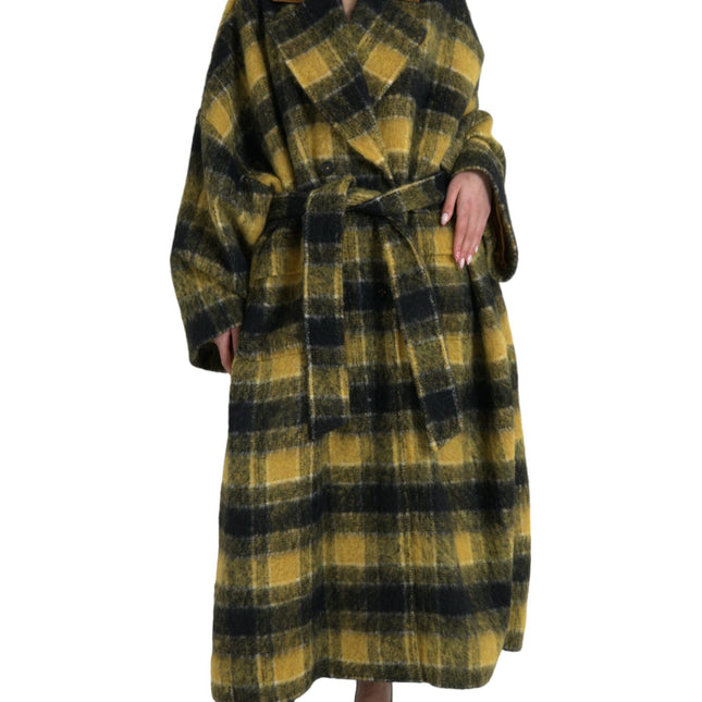 Dolce & Gabbana Yellow Checkered Long Sleeve Coat Jacket