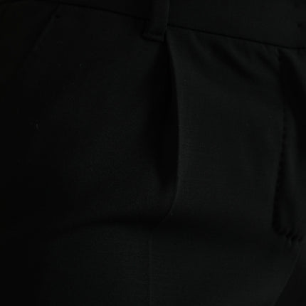 Dolce & Gabbana Black Wool Mid Waist Tapered Pants
