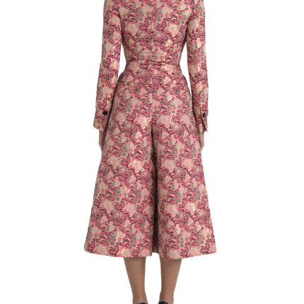 Dolce & Gabbana Pink Floral Jacquard Slim Fit 2 Piece Suit