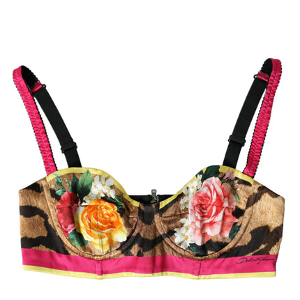 Dolce & Gabbana Multicolor Floral Sleeveless Bustier Crop Top