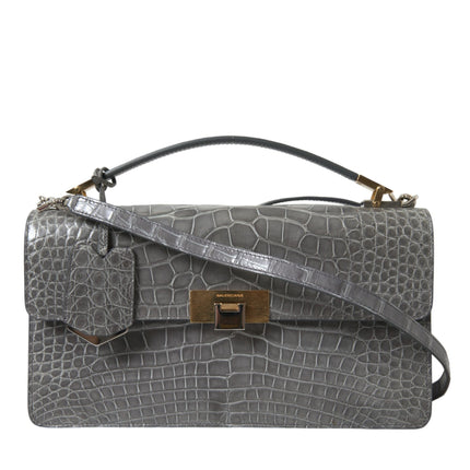 Balenciaga Gray Exotic Leather Medium Shoulder Hand Purse Bag