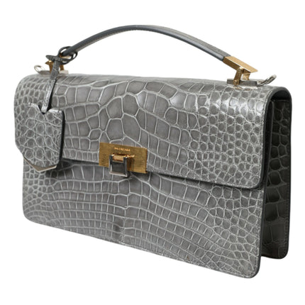 Balenciaga Gray Exotic Leather Medium Shoulder Hand Purse Bag