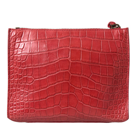 Balenciaga Red Exotic Skin Leather Classic Pouch Purse Wristlet Bag