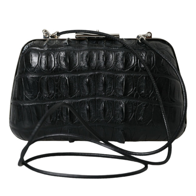 Balenciaga Black Exotic Skin Leather Shoulder Crossbody Box Clutch Bag
