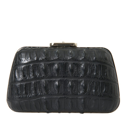 Balenciaga Black Exotic Skin Leather Shoulder Crossbody Box Clutch Bag