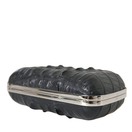 Balenciaga Black Exotic Skin Leather Shoulder Crossbody Box Clutch Bag