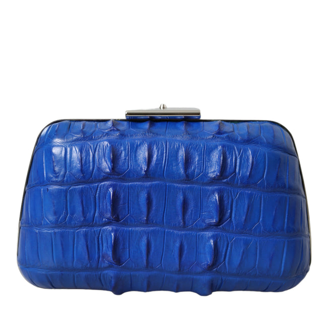 Balenciaga Blue Exotic Skin Leather Shoulder Crossbody Box Clutch Bag