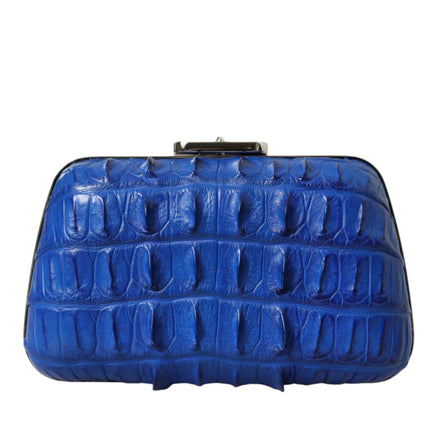 Balenciaga Blue Exotic Skin Leather Shoulder Crossbody Box Clutch Bag