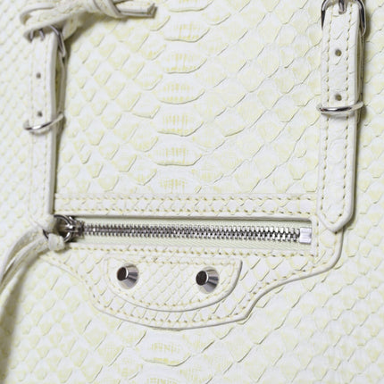 Balenciaga White Yellow Exotic Skin Leather Shopping Tote PAPIER Bag