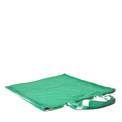 Prada Green Jersey Fabric Logo Shoulder Shopping Tote Shopping Bag