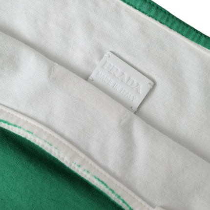Prada Green Jersey Fabric Logo Shoulder Shopping Tote Shopping Bag