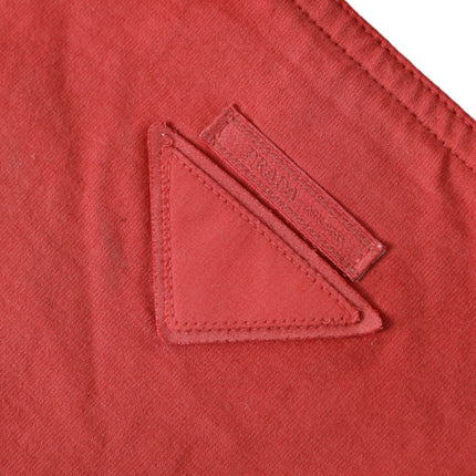 Prada Red Jersey Fabric Logo Shoulder Shopping Tote Bag