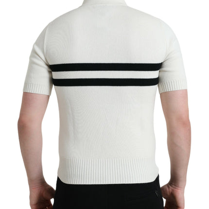 Dolce & Gabbana White DG Logo Collared Henley Shirt T-shirt