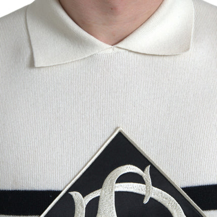 Dolce & Gabbana White DG Logo Collared Henley Shirt T-shirt