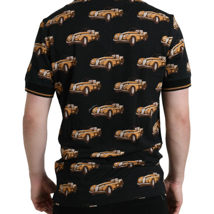 Dolce & Gabbana Black Car Print Short Sleeve Polo T-shirt
