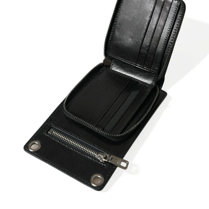 Dolce & Gabbana Wallet Black Horse Leather Zip Logo Cross Body Phone Slot