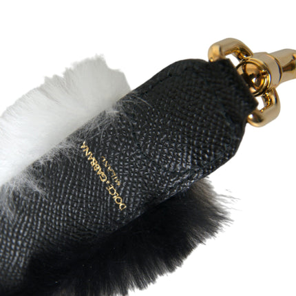 Dolce & Gabbana Black White Lapin Fur Accessory Shoulder Strap