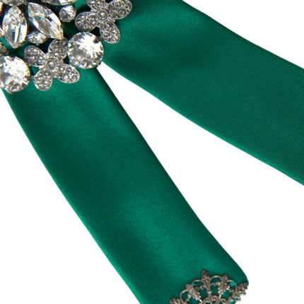 Dolce & Gabbana Green Satin Bird Crystal Women Hair Clip