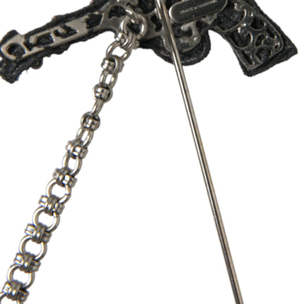 Dolce & Gabbana Brass Copper Silk Revolver Gun Men Brooch Lapel Pin