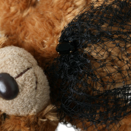 Dolce & Gabbana Brown Teddy Bear Gold Crystal Crown Hair Band Diadem