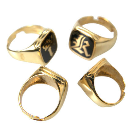 Dolce & Gabbana Gold Brass KING Enamel Set of 4 Ring
