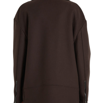 Dolce & Gabbana Brown Coat Short Biker Wool Jacket