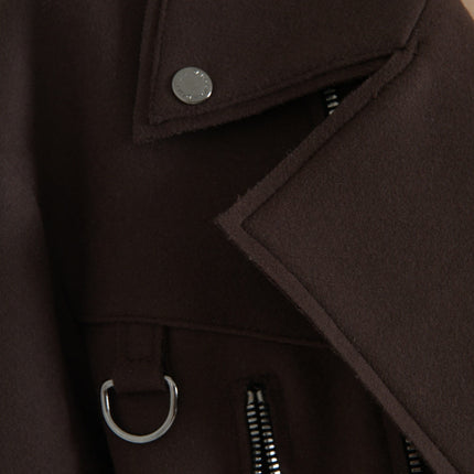 Dolce & Gabbana Brown Coat Short Biker Wool Jacket